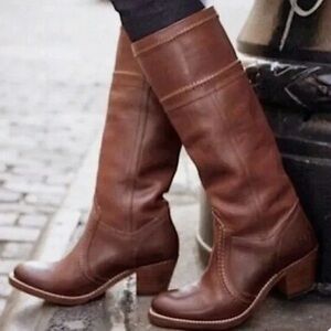 Frye Brown Leather Heeled Boots